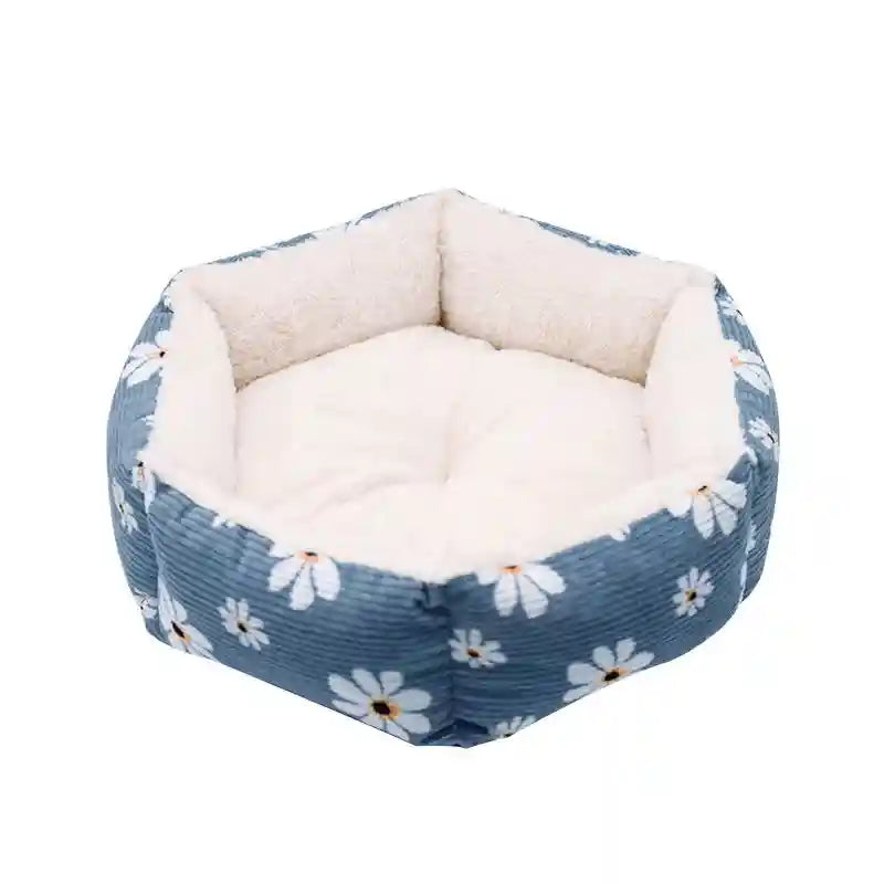 Cuccia Cani Gatti Ottagonale Fiorellini - Cuscino Soft