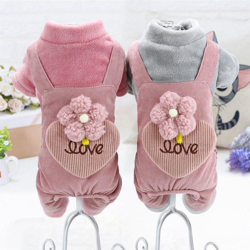 Bichon Dog Fleece Jumpsuit "Love" Model