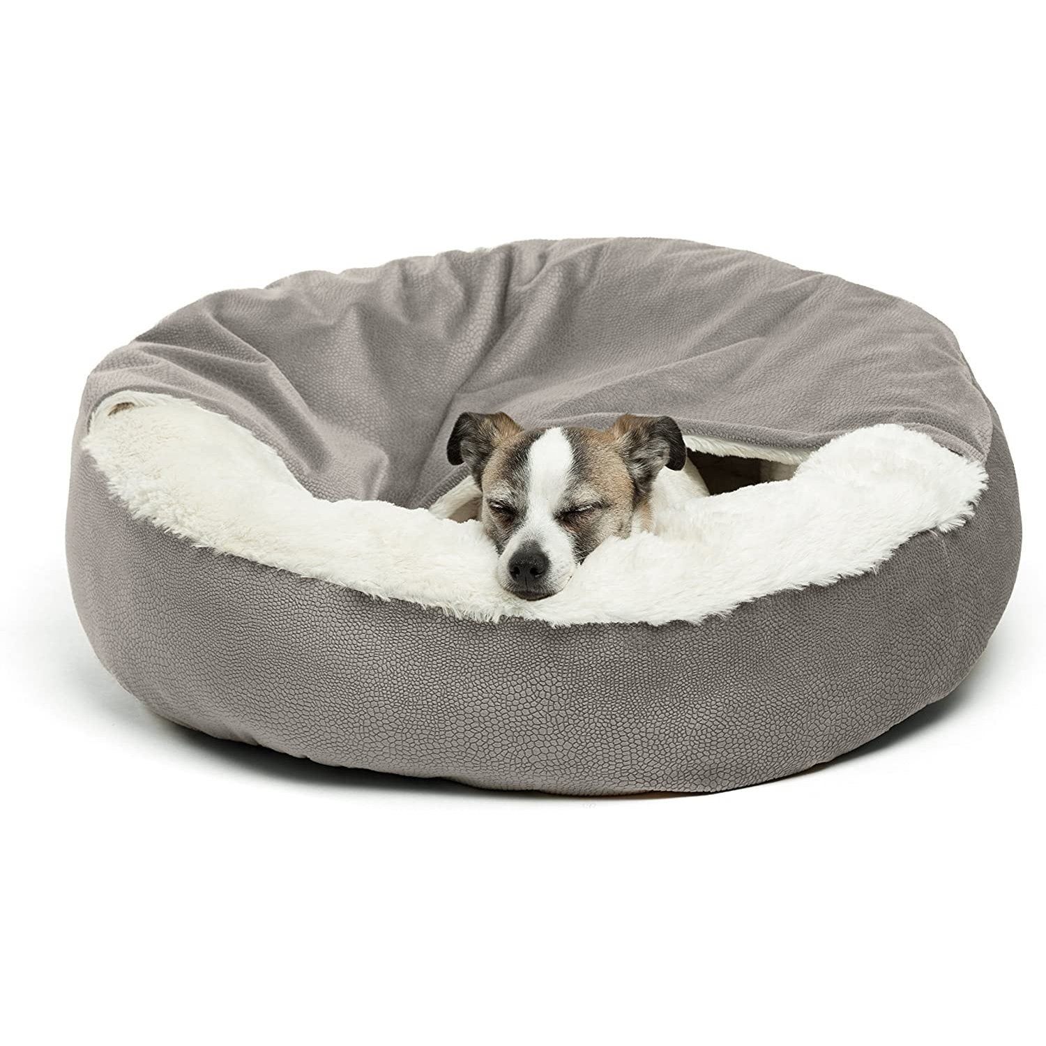 Rundes Fleece-Hundebett mit „Rainbow Velvet“-Decke
