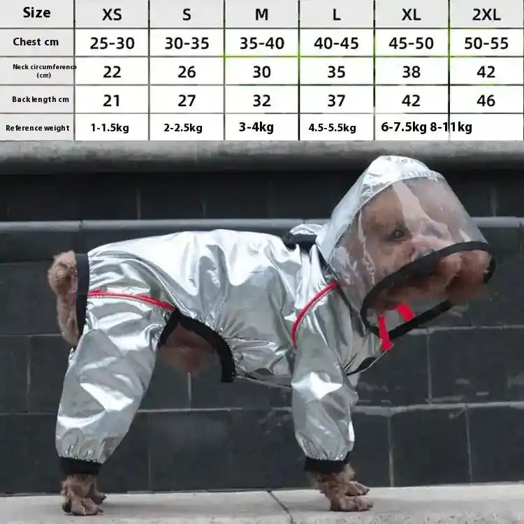 Impermeabile per Cani Argentato con Visiera | Pioggia 4 Zampe by Dog Moda