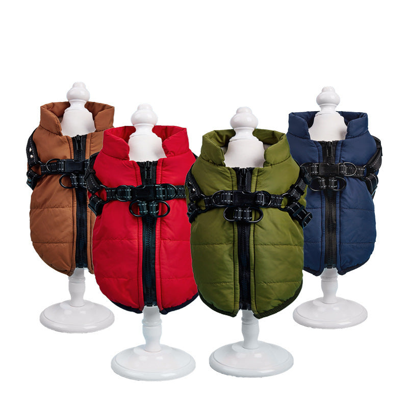 Piumino Imbottito in Pile Smanicato con Pettorina Removibile per cani - Modello FluffyPaws - Dog Moda