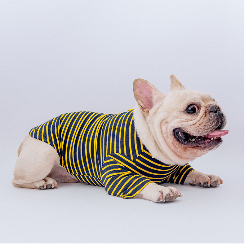 Striped overalls for dogs with pure cotton T-shirt "Malaga"