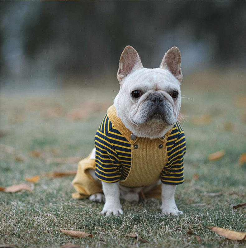 Striped overalls for dogs with pure cotton T-shirt "Malaga"