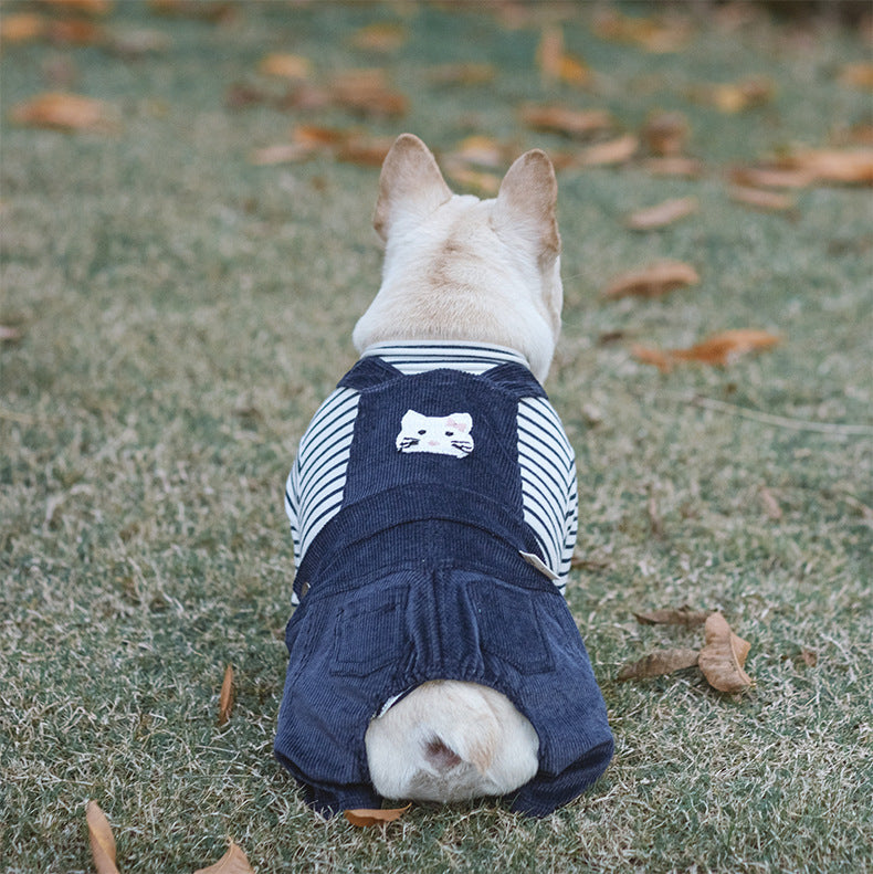 Striped overalls for dogs with pure cotton T-shirt "Malaga"