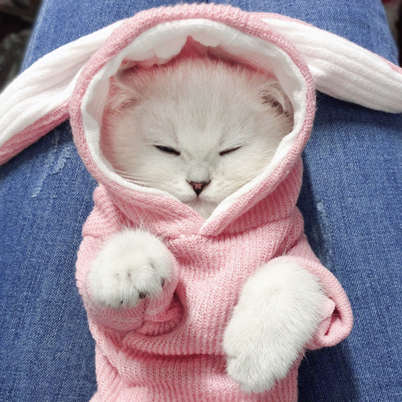 "Bunny" Dog and Cat Dress with Hood - Pink or Grey