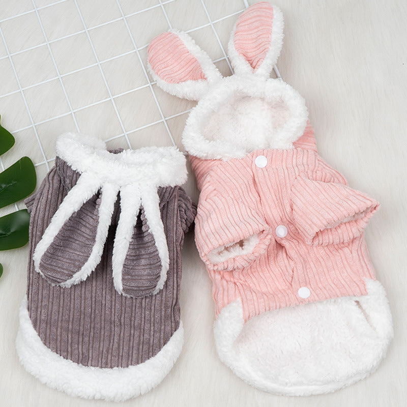"Bunny" Dog and Cat Dress with Hood - Pink or Grey
