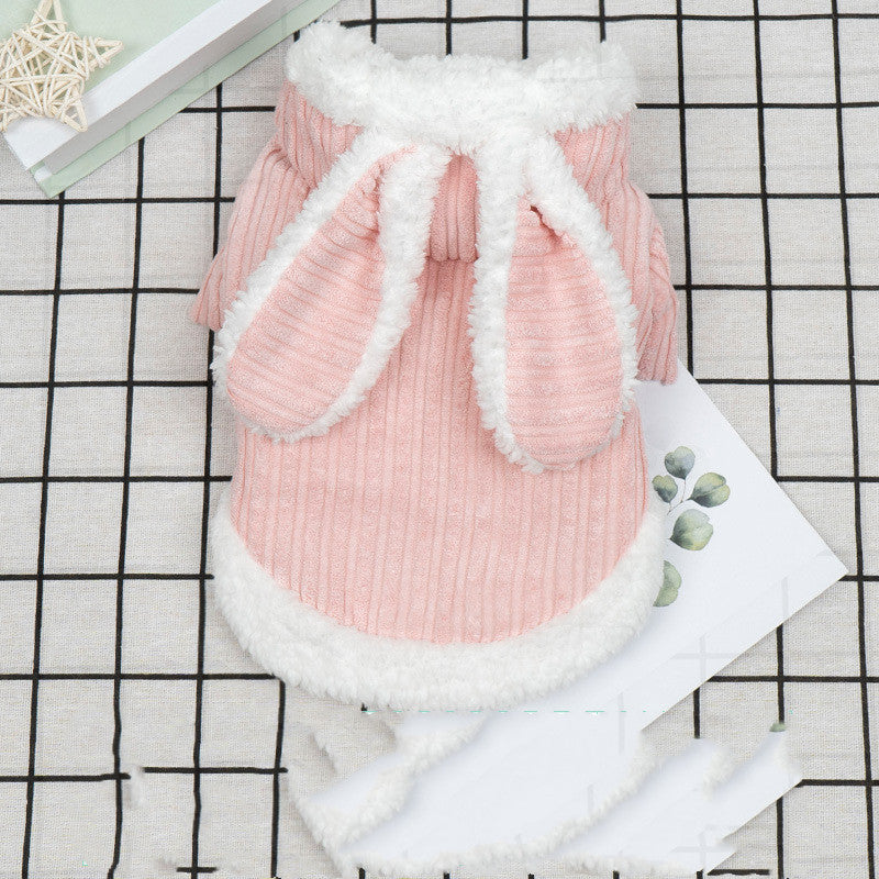 "Bunny" Dog and Cat Dress with Hood - Pink or Grey