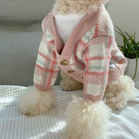 Maglione per Cani "Eva" - Cardigan Rosa Invernale con Bottoni