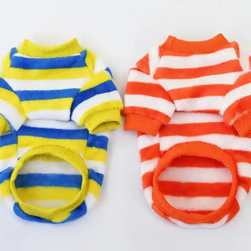 Suéter de forro polar a rayas para perros - Bordado Chihuahua