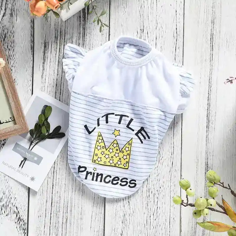 リトルプリンセス犬用Tシャツ - 柔らかいコットン