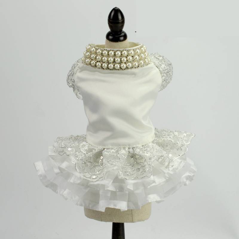White Dog Ceremony Dress with Pearls "Jasmine"