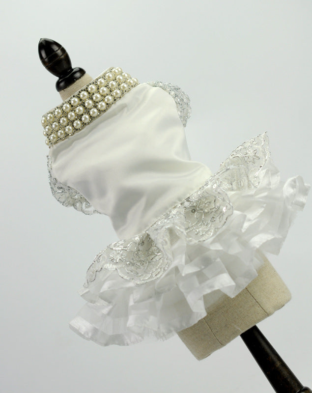 White Dog Ceremony Dress with Pearls "Jasmine"