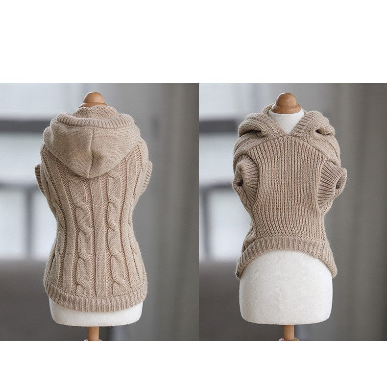 Cable Knit Cat Sweater with High Neck – Softness and Style for Your Kitty