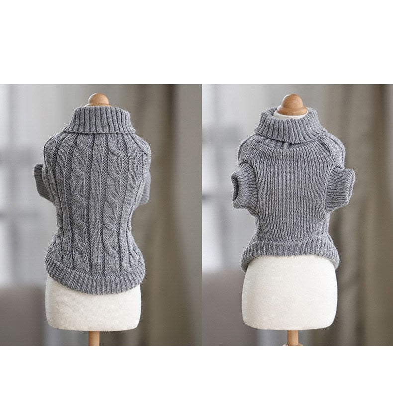 Cable Knit Cat Sweater with High Neck – Softness and Style for Your Kitty