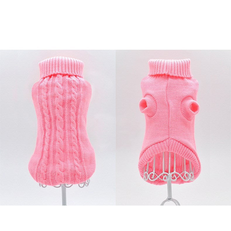 Cable Knit Cat Sweater with High Neck – Softness and Style for Your Kitty