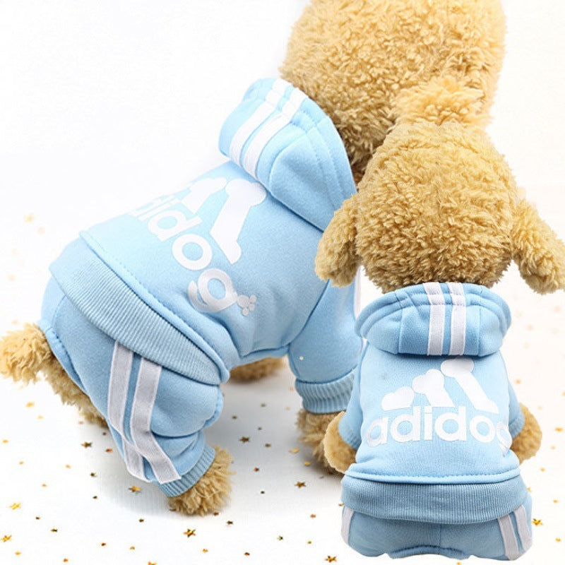 Dog jumpsuit with hood "Adidog"