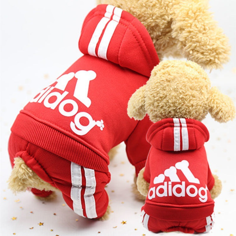 Dog jumpsuit with hood "Adidog"