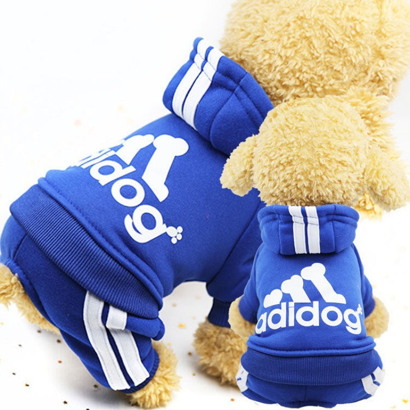 Dog jumpsuit with hood "Adidog"