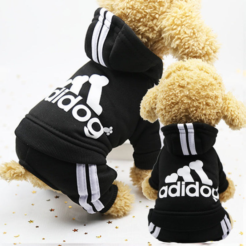 Dog jumpsuit with hood "Adidog"