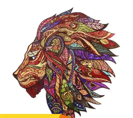 Puzzle Legno Leone Colorato - Intaglio Artistico 3D by Dog Moda