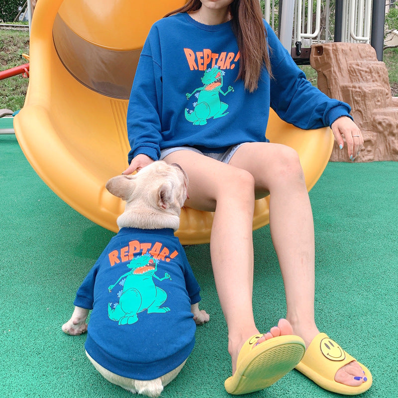 Reptar Hund &amp; Besitzer Passender Hoodie – T-Rex Print Unisex
