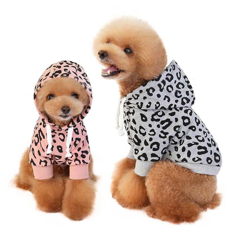 Luipaardprint trui voor honden met capuchon - trendy stijl