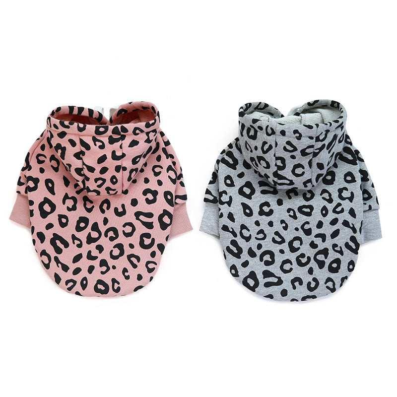 Luipaardprint trui voor honden met capuchon - trendy stijl