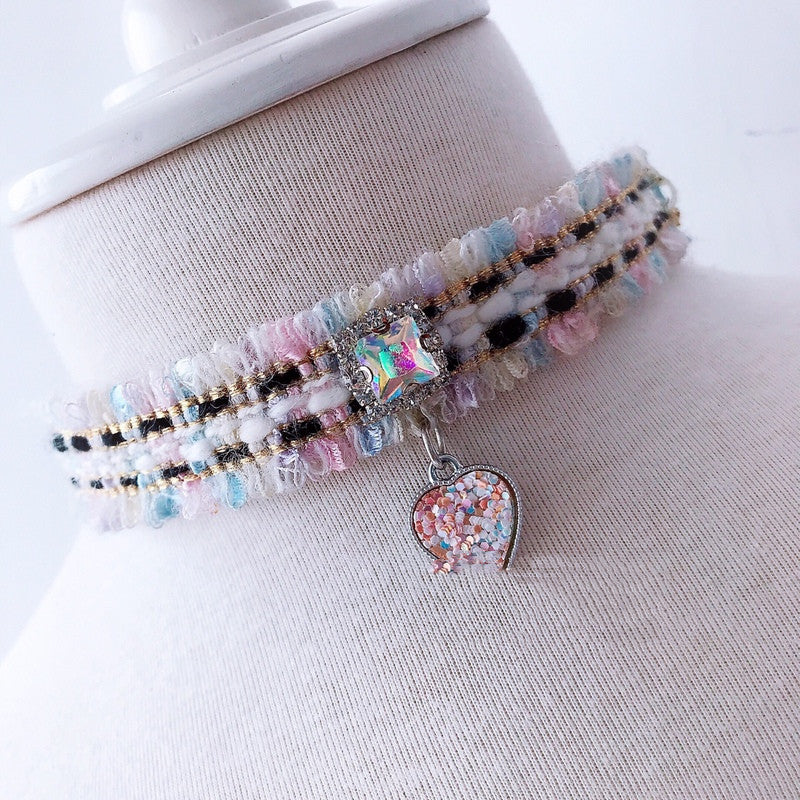 Collare Elegante Cani con Balzo - Tessuto Bianco Chic