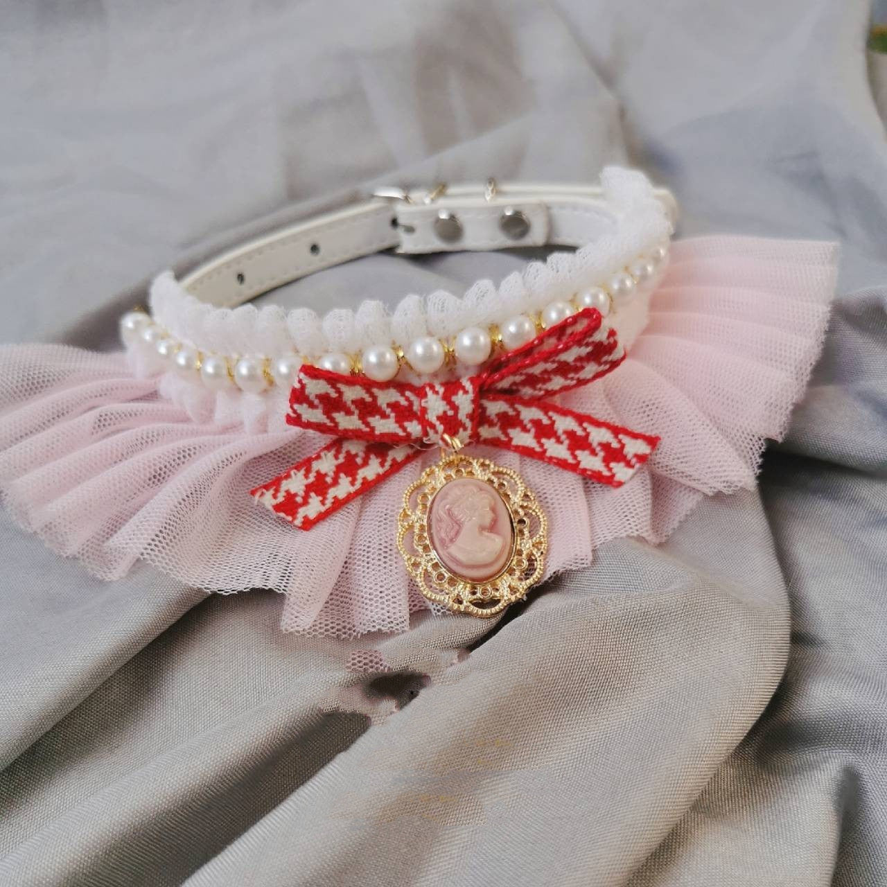 Collare Elegante Cani con Balzo - Tessuto Bianco Chic