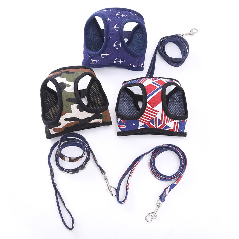 Fabric Dog Leash and Harness Set