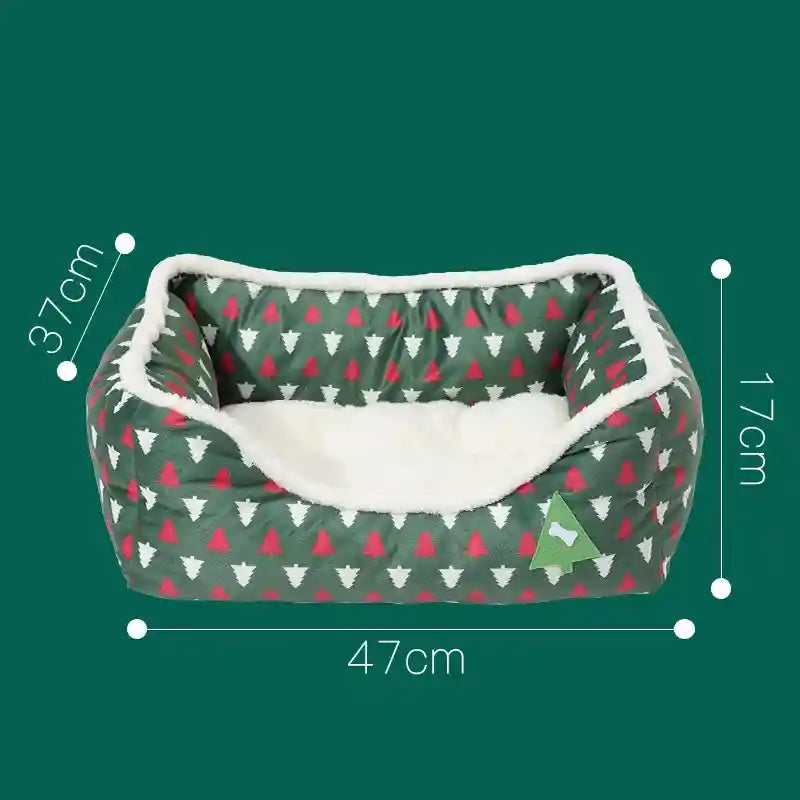 犬と猫用クリスマスベッド - クッション入りで暖かい