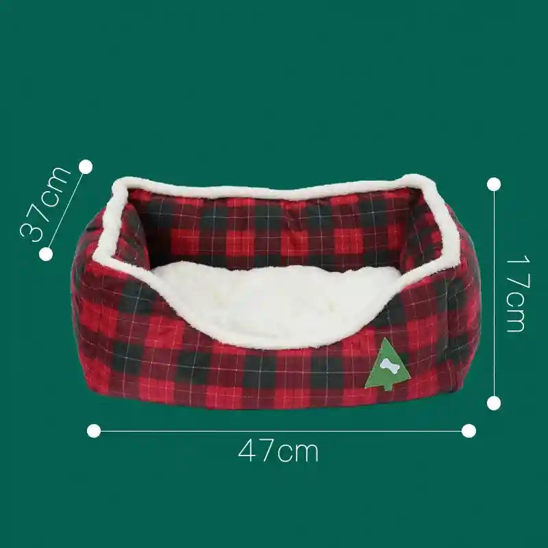 犬と猫用クリスマスベッド - クッション入りで暖かい