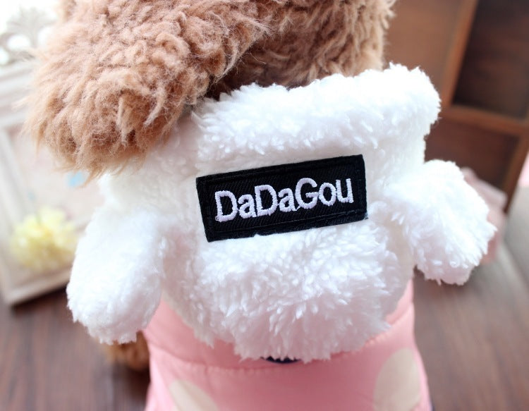 Dadagou Polka Dot Dog Coat | Waterproof &amp; Warm Fleece 