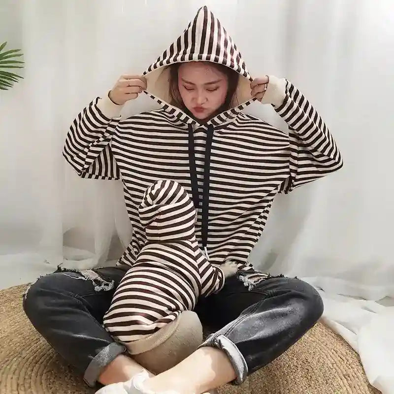 Sudadera Coordinada Perro Dueño - Capucha a Rayas