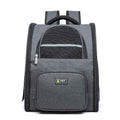 Gray pet carrier backpack with mesh ventilation and front zipper pocket for small animals