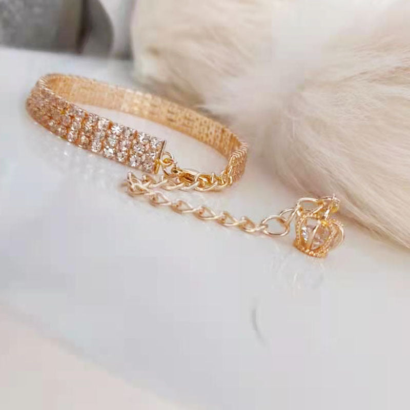 Collare Lusso Corona Strass per Cani - Oro e Diamanti by Dog Moda