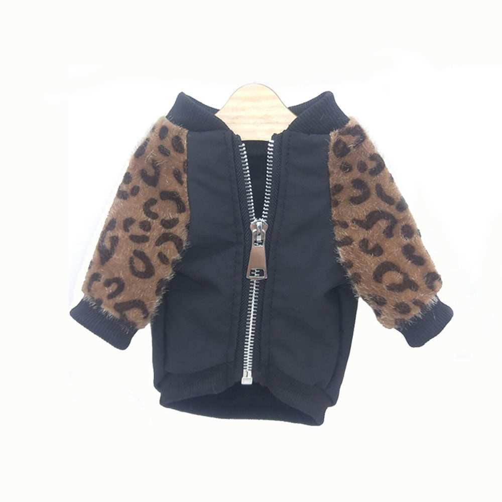 Vestito per Cani Nero con Stampa Leopardo | Zip Addominale