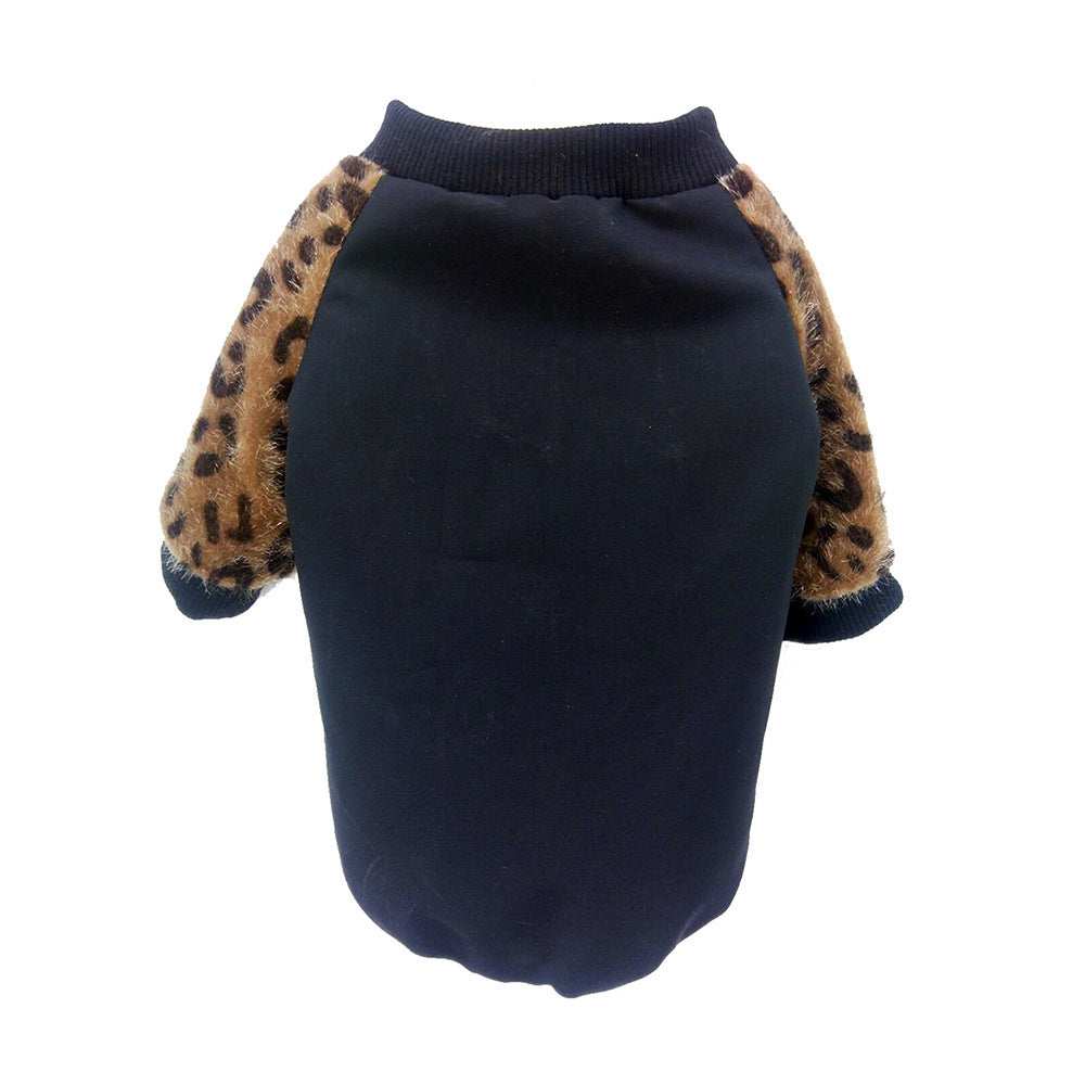 Vestito per Cani Nero con Stampa Leopardo | Zip Addominale