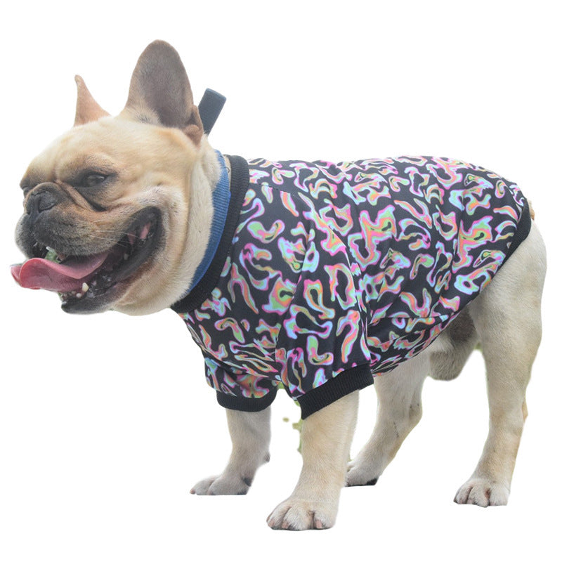 Maglia per cani con decorazione geometrica fluo – Comfort, stile e sicurezza per il tuo cane