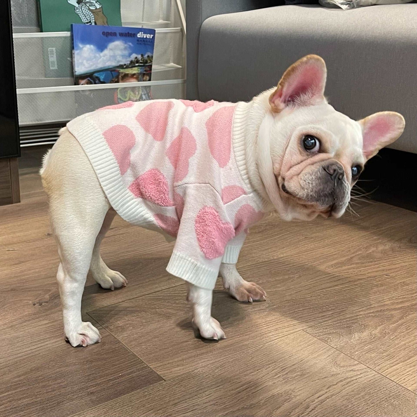 Maglione per Cani "Romantic" con Cuoricini Rosa - Eleganza e Dolcezza per il Tuo Amico a Quattro Zampe