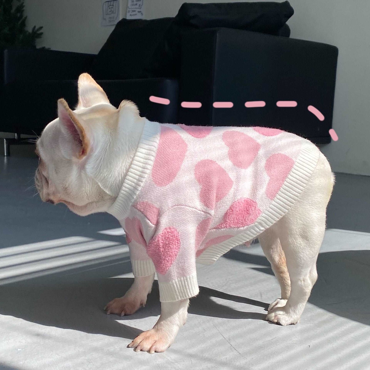 Maglione per Cani "Romantic" con Cuoricini Rosa - Eleganza e Dolcezza per il Tuo Amico a Quattro Zampe