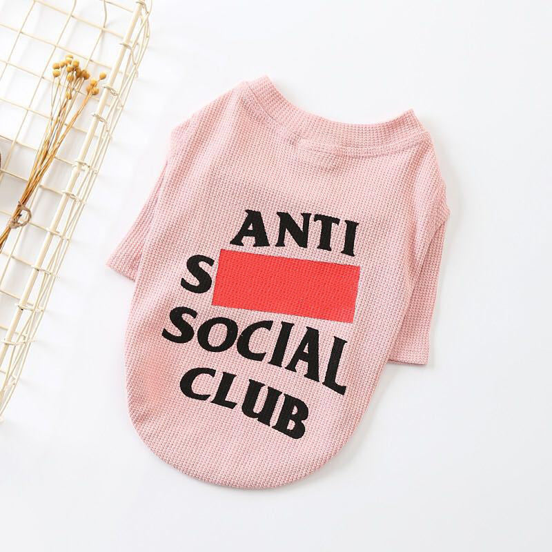 "Anti Social Club" Dog Shirt - Streetwear Style for Your Four-Legged Friend