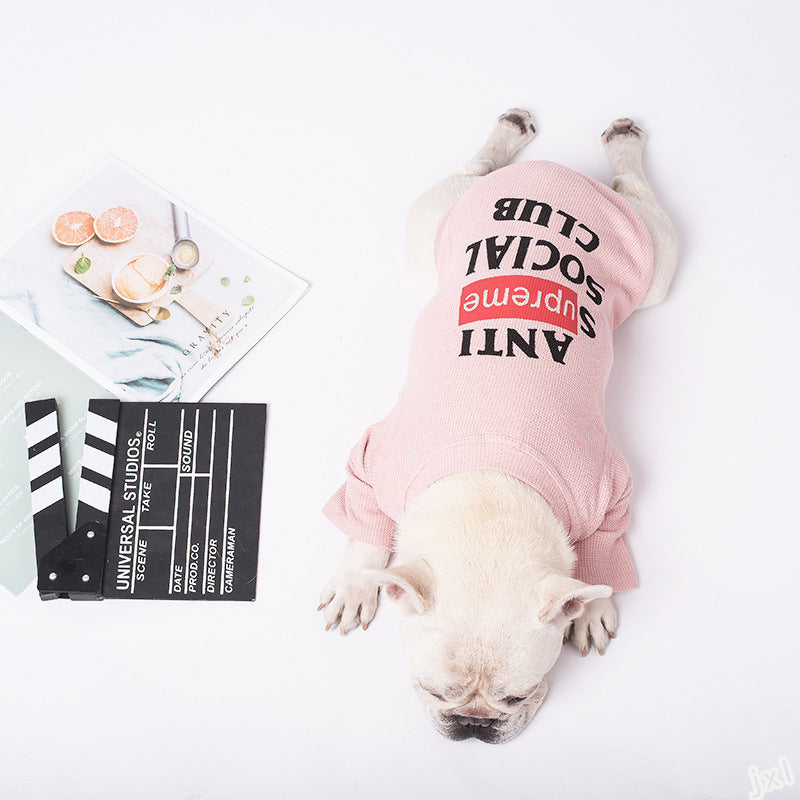 "Anti Social Club" Dog Shirt - Streetwear Style for Your Four-Legged Friend