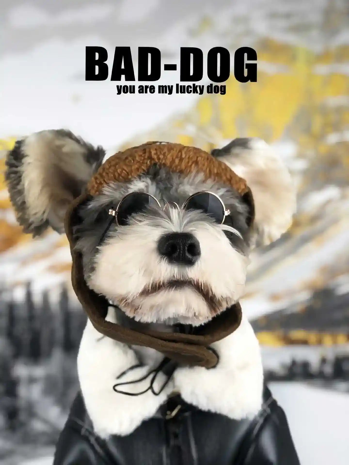 Abrigo para perros de ecopiel BAD DOG con cuello de piel y cremallera