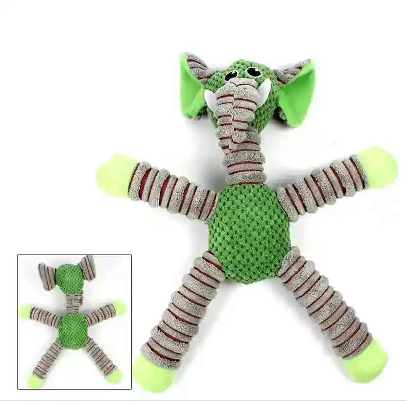 笛付き犬用ぬいぐるみおもちゃ - ゾウ、ブタ、クマ