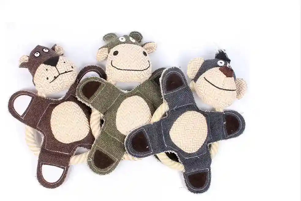 笛付き犬用ぬいぐるみおもちゃ - ゾウ、ブタ、クマ