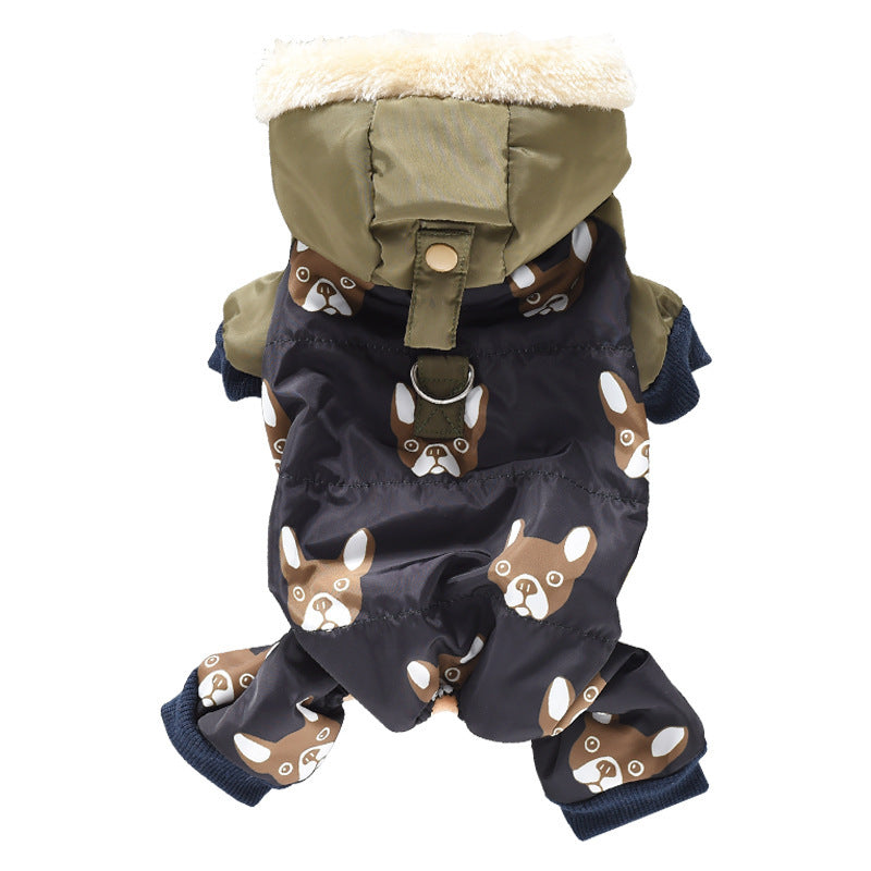 French Bulldog Dog Jumpsuit Coat with Fleece Lining