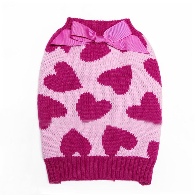 Maglione Rosa Cuori per Cani - Caldo con Fiocco by Dog Moda