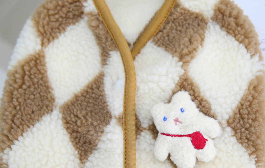 Abrigo de terciopelo con diseño de diamantes para mascotas