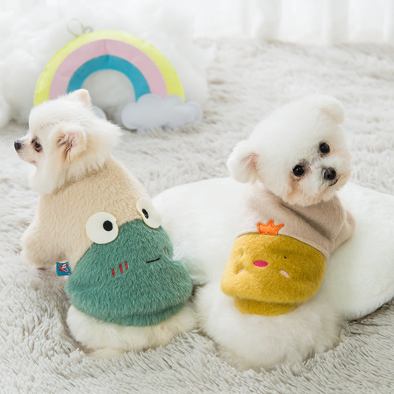 "Cartoon" Warm Fleece Dog Dress with Unique Patterns